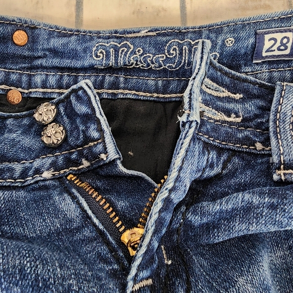 Miss Me JP6053B Low Rise Boot Cut Sequin Embellished Flap Pocket Jeans Size 28 - Picture 8 of 16